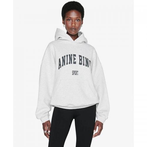 Women Letter Print Plus Size Drawstring Hoodie