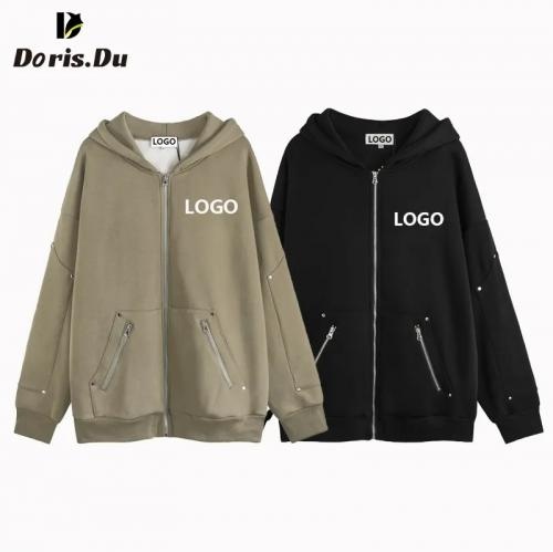 Custom Oversize Solid Color Women Cotton Lined Hoodie